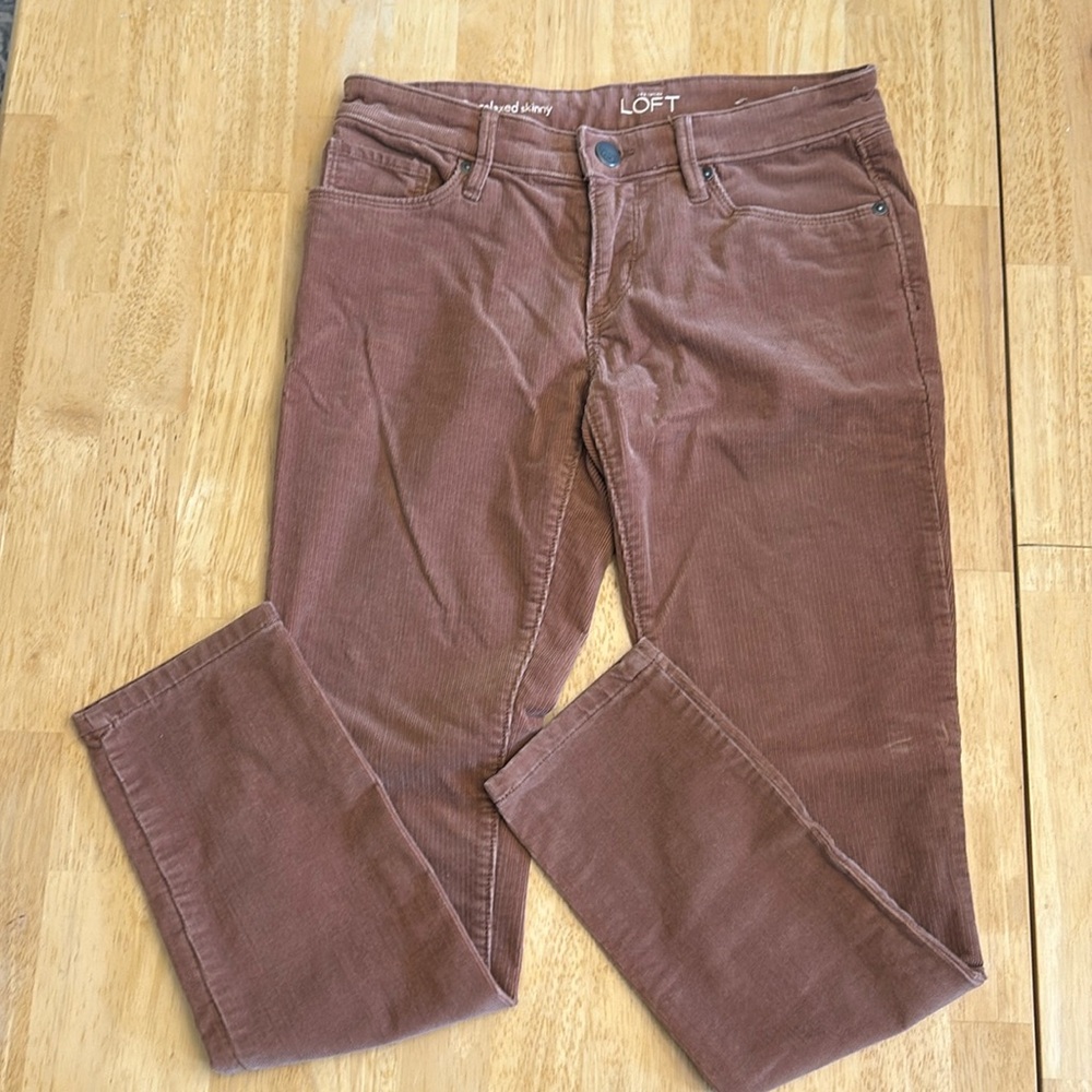 Loft Relaxed Skinny Corduroy Pants - Dusty Pink